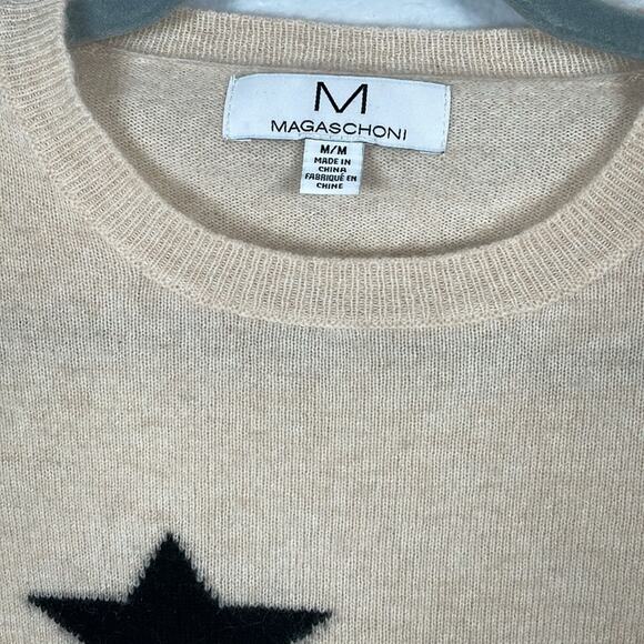 MAGASCHONI cream novelty star animal print cashmere crew neck sweater medium - Picture 4 of 10